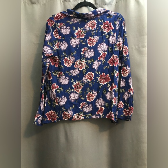 Leith v-neck long sleeve floral print blouse size xs - Picture 3 of 3